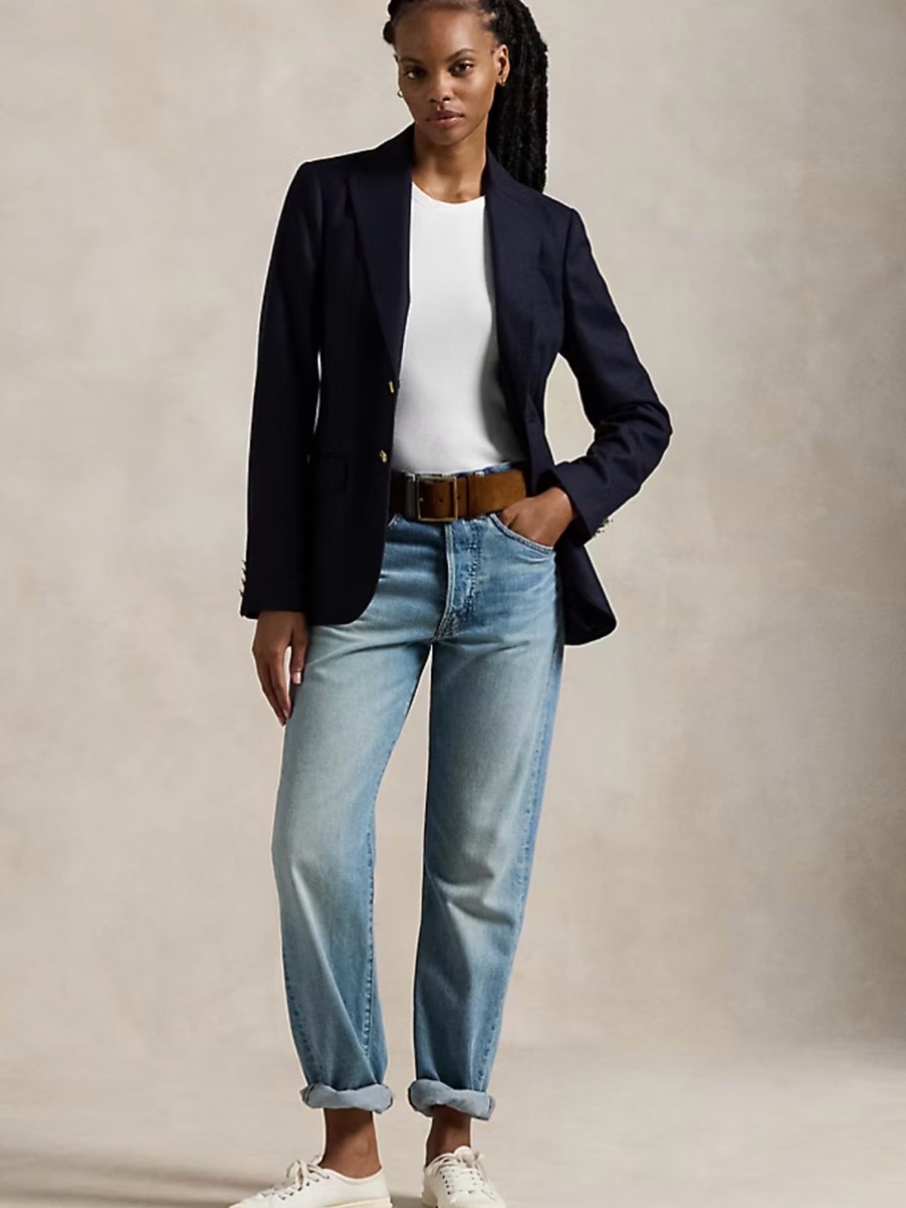 Ralph Lauren Navy Blue Blazer Gold Buttons Womens 8 EUC $898